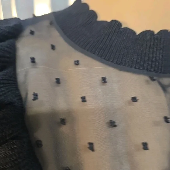 Draper James Black Long Sleeve Dress with Sheer Neckline - Picture 4 of 9